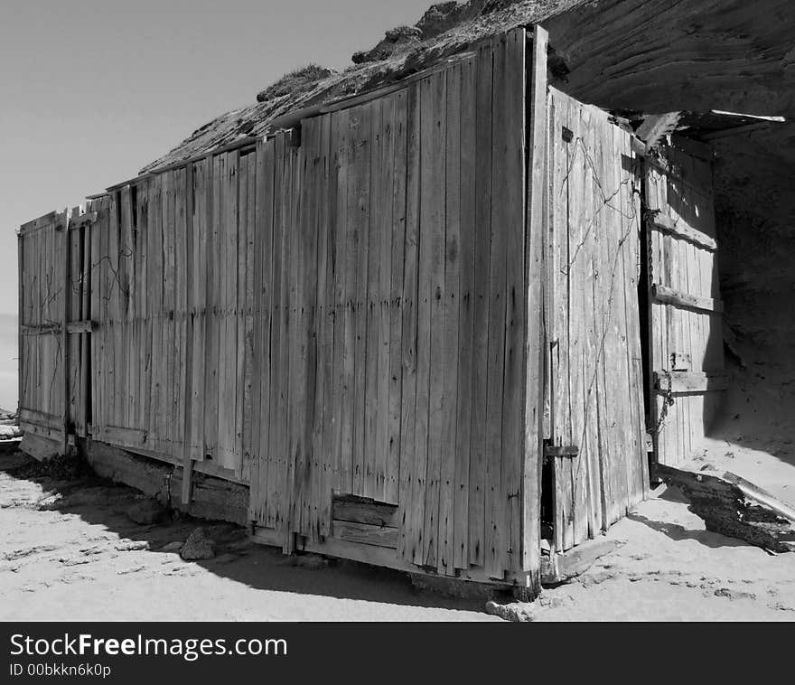 Wooden hut on beach