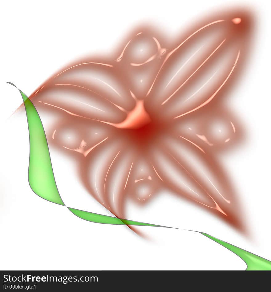 Pink 3D illustration looking inside a flower. Pink 3D illustration looking inside a flower