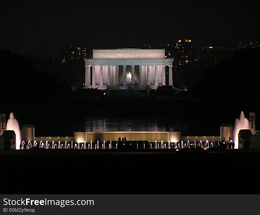 Lincoln Memorial, the Reflecting Pool and the World War II Memorial in Washington, D.C. late July 2006.