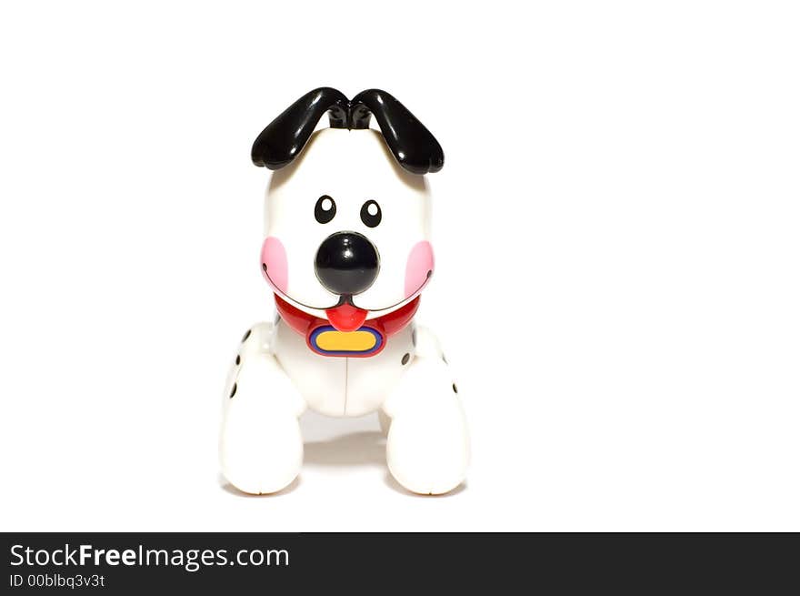 Series object on white: isolated - plastic toy - dog. Series object on white: isolated - plastic toy - dog