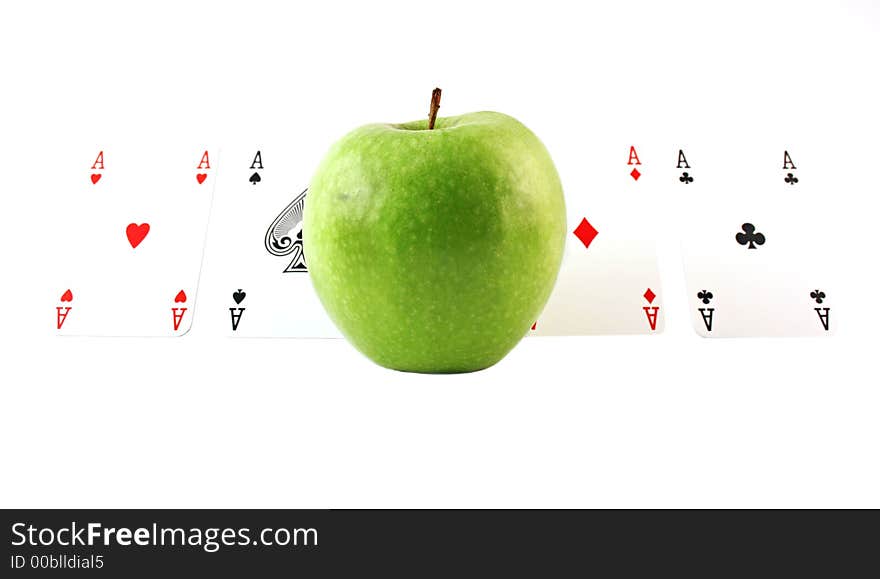 Green apple with aces