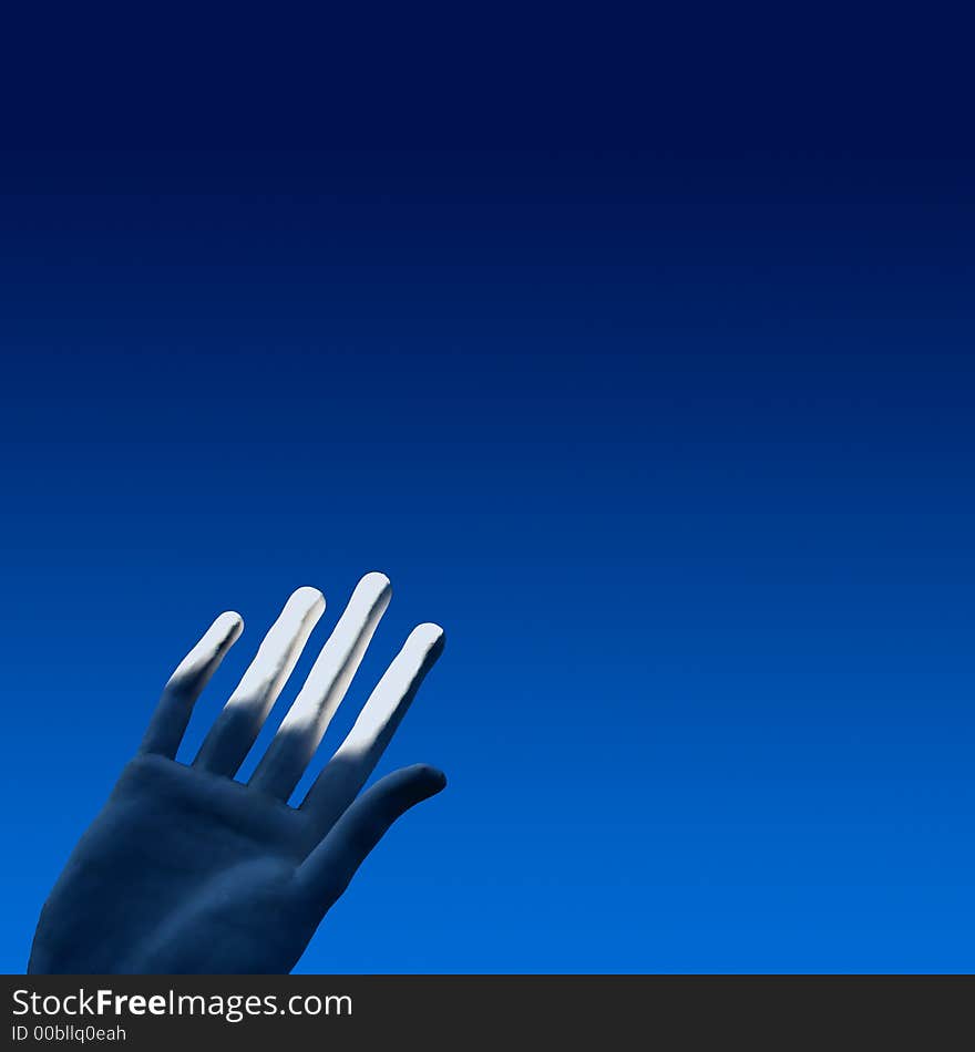 White hand of a statue in the bright blue sky. White hand of a statue in the bright blue sky.