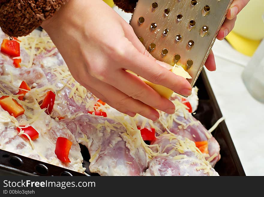 Food preparation-chopping of cheese