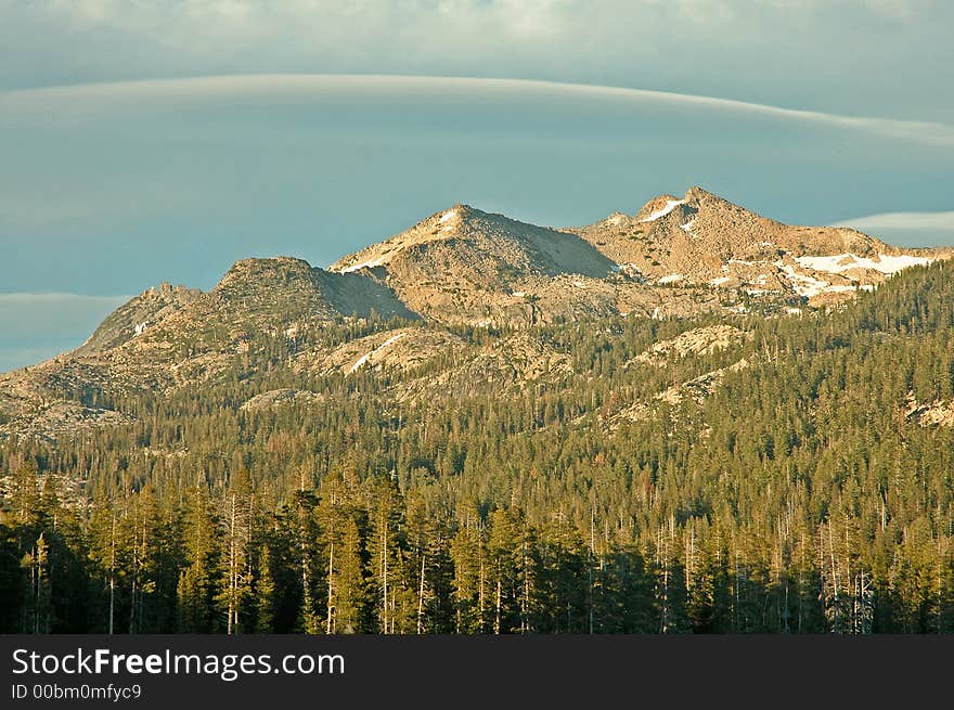 Cloud halo over mountains near Tahoe. Cloud halo over mountains near Tahoe