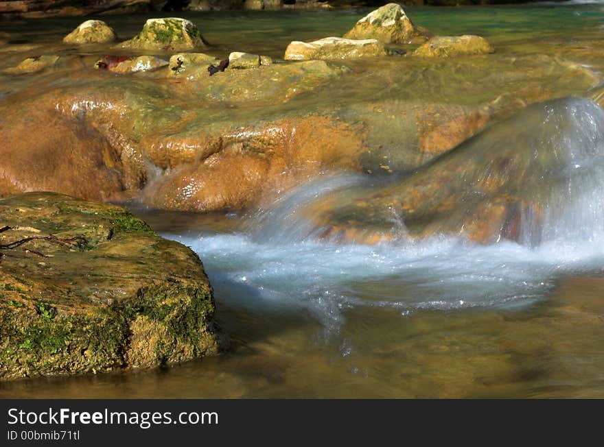 Stream and stones, part of waterfall