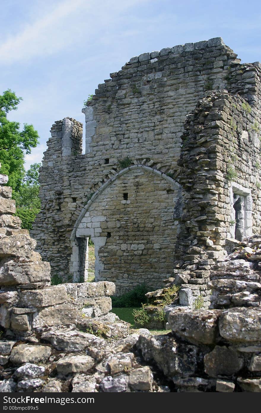 The ruins of Kirkham Priory are situated on the banks of the River Derwent, at Kirkham, North Yorkshire. The Augustinian priory was founded in the 1120s by Walter l'Espec, lord of nearby Helmsley, who also built Rievaulx Abbey.