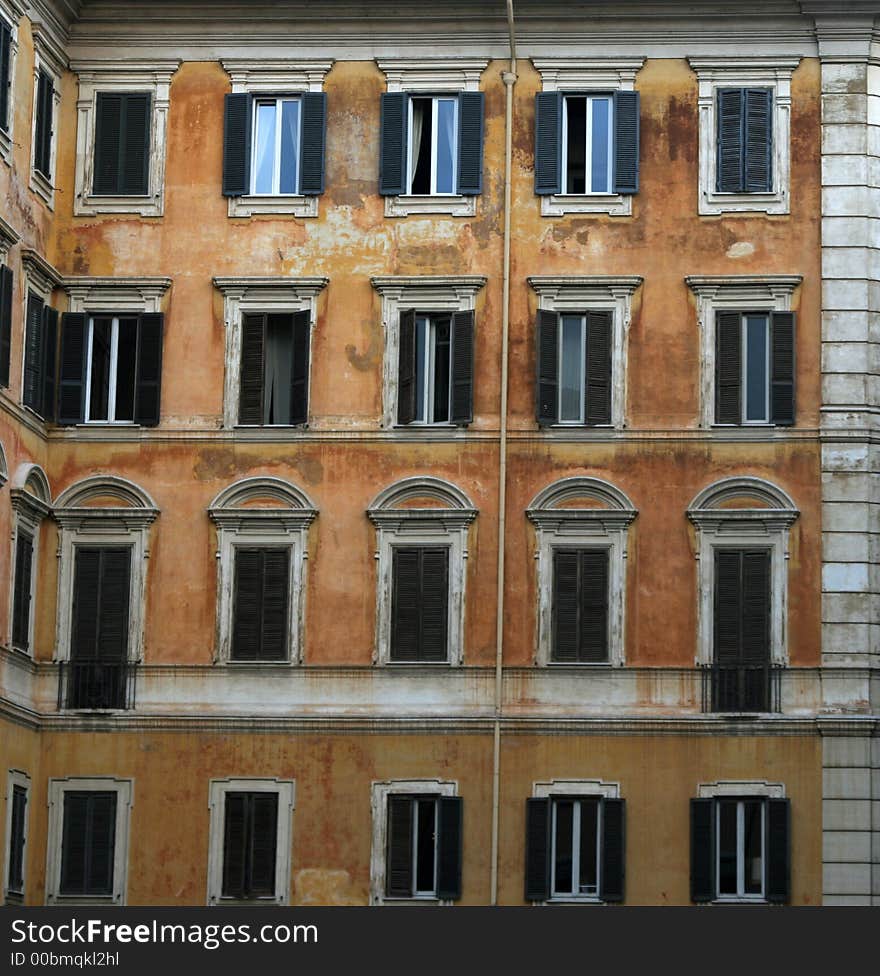 Detail of apartment building in rome, italy