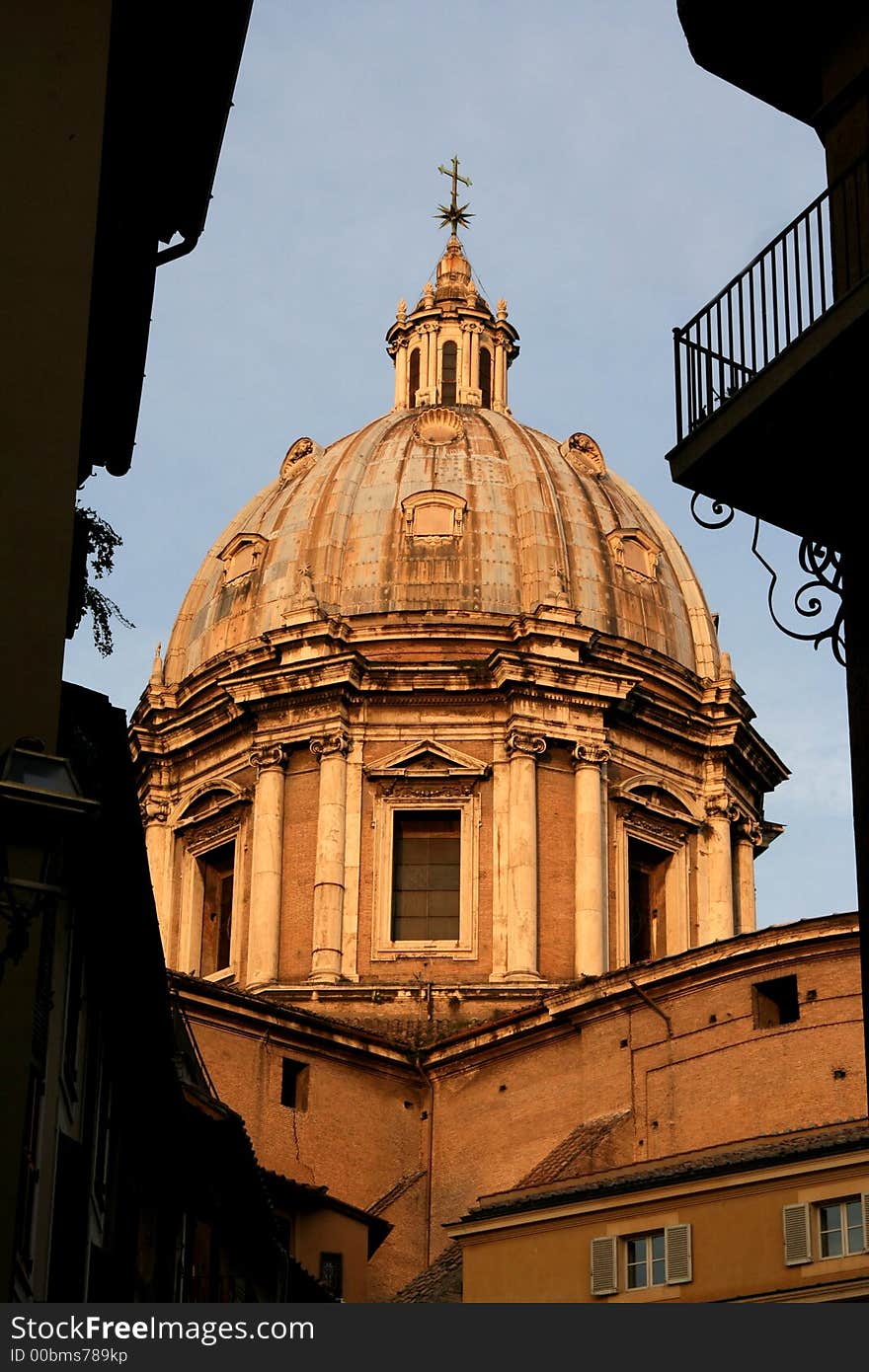 View of a dome church in rome. View of a dome church in rome