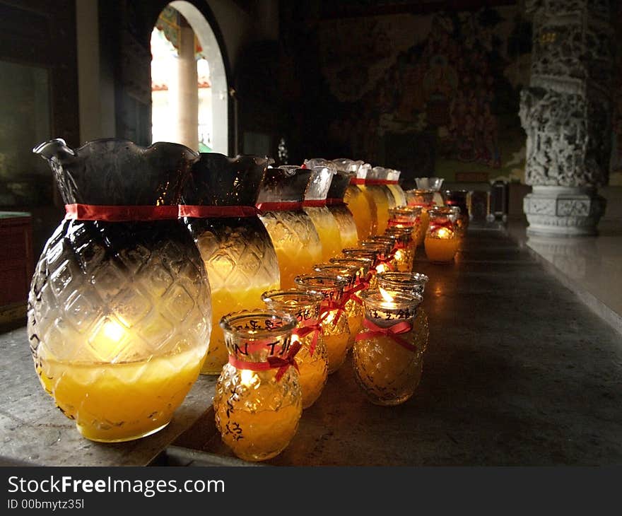 Prayer lamps at Kek Lok Si temple in the hills above Georgetown, Penang, Malaysia. Prayer lamps at Kek Lok Si temple in the hills above Georgetown, Penang, Malaysia