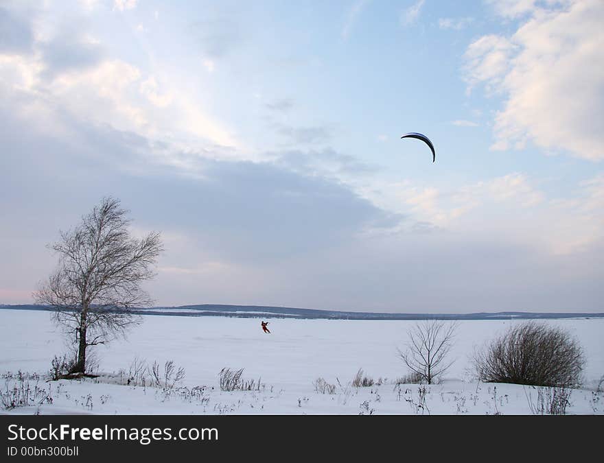 The skier with a parachute