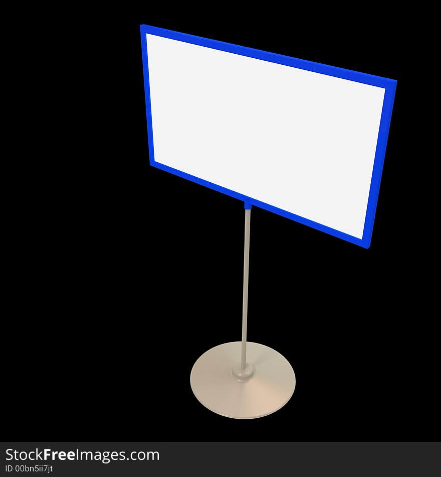 Blank info board foreshortening 1 isolated on black (with clipping path)