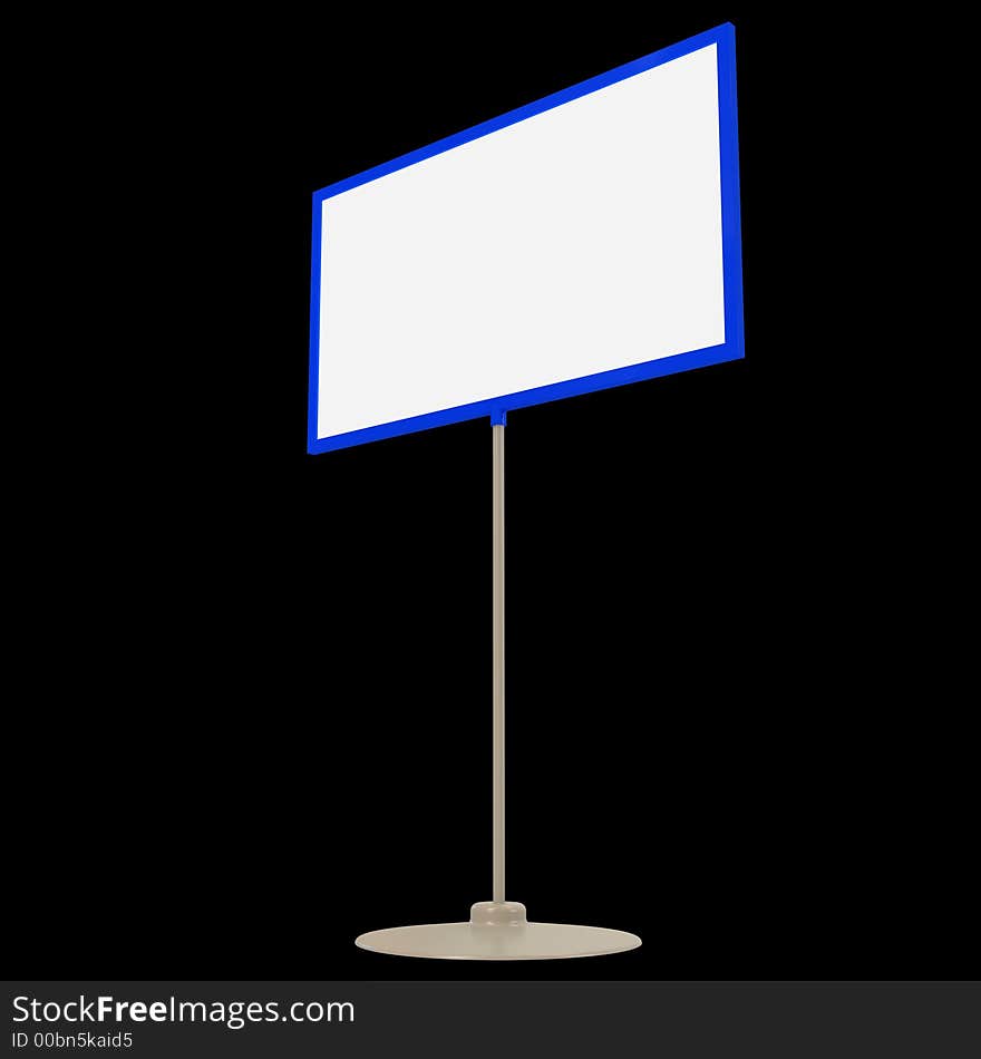 Blank info board foreshortening 3 isolated on black (with clipping path)