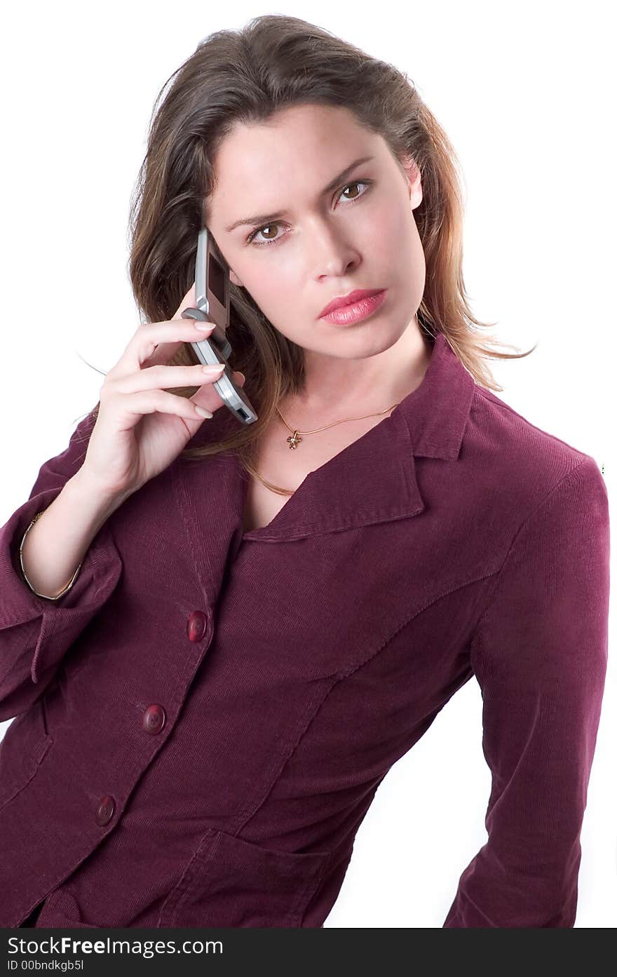 Pretty brunette secretary  with telephone headset. Pretty brunette secretary  with telephone headset