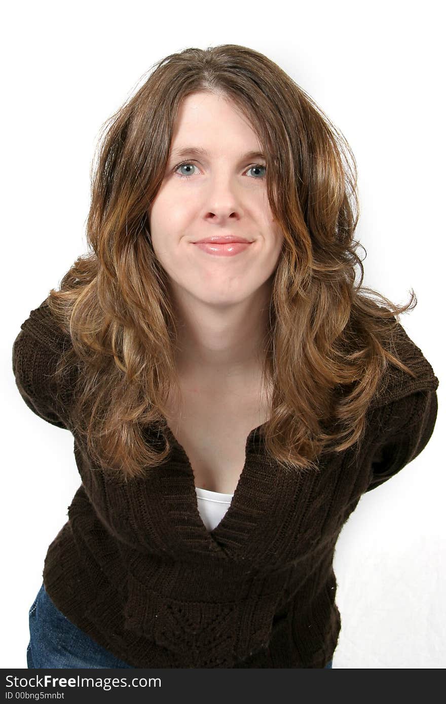 Young woman posing on white background. Young woman posing on white background