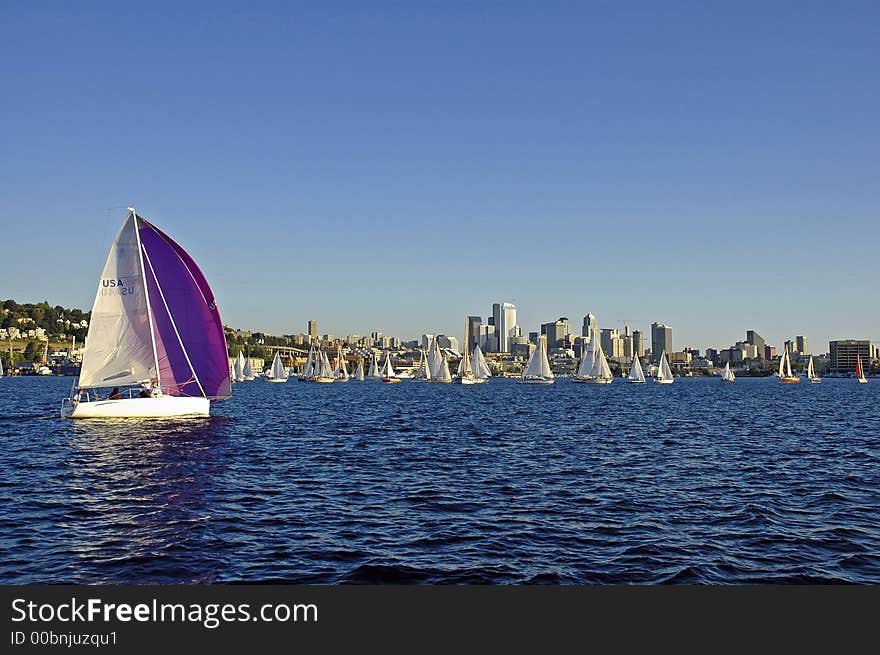 Sailing on Lake Union in seattle,WA. Sailing on Lake Union in seattle,WA