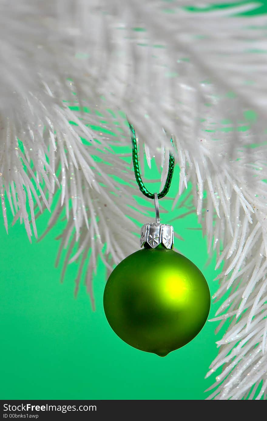 Christmas Ornament hanging on a tree branch. Christmas Ornament hanging on a tree branch.