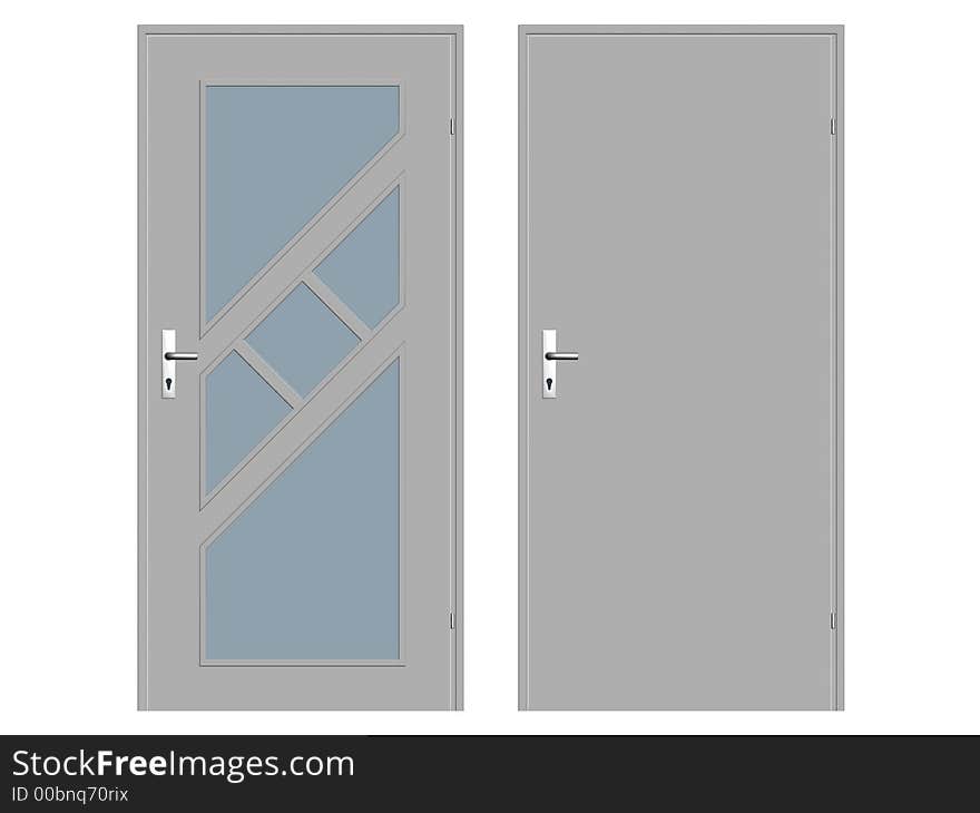 A collection of doors (illustrations) isolated on white. A collection of doors (illustrations) isolated on white