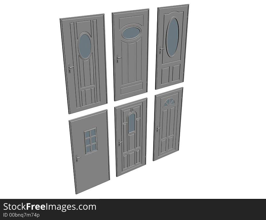 A collection of doors (illustrations) isolated on white. A collection of doors (illustrations) isolated on white