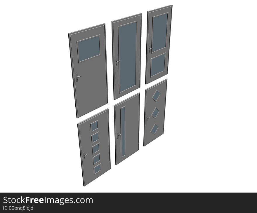 A collection of doors (illustrations) isolated on white. A collection of doors (illustrations) isolated on white