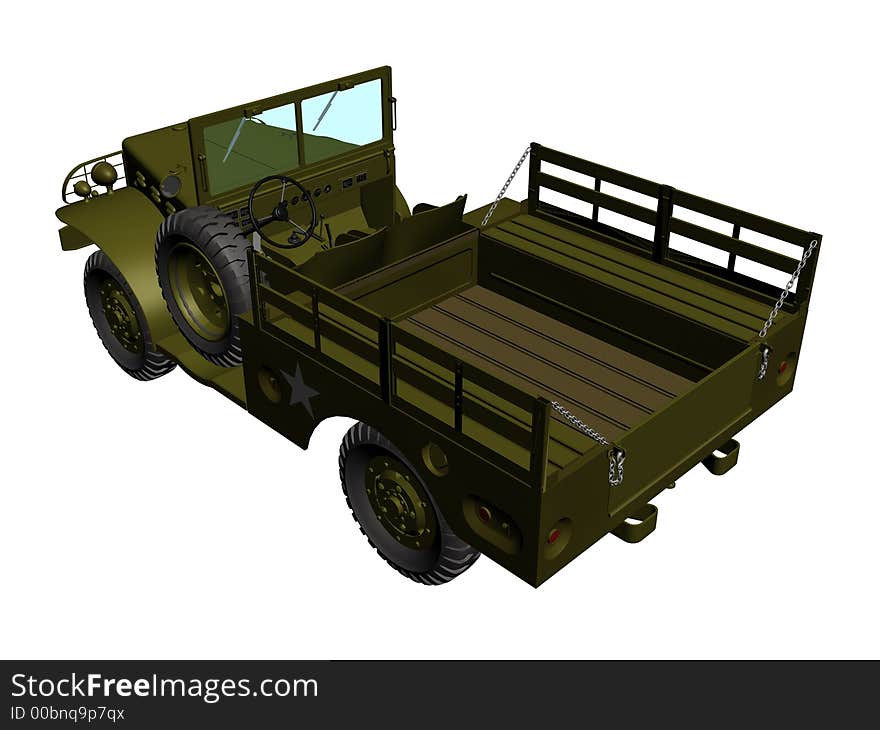 Illustration of a green army car