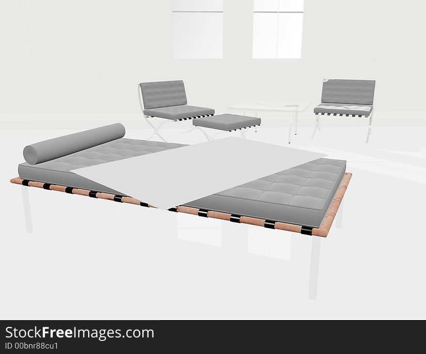 Illustration of a modern bed room