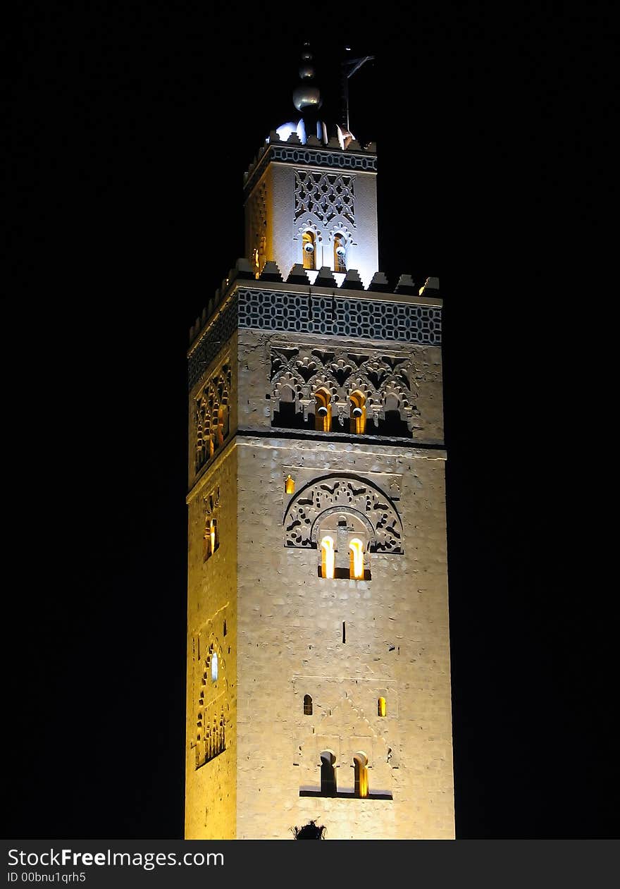 Evening shot of the Koutoubia Mosque in Marrakech / Morocco. Evening shot of the Koutoubia Mosque in Marrakech / Morocco