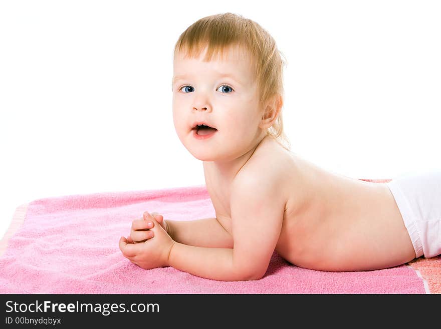 Beauty smile baby in towel