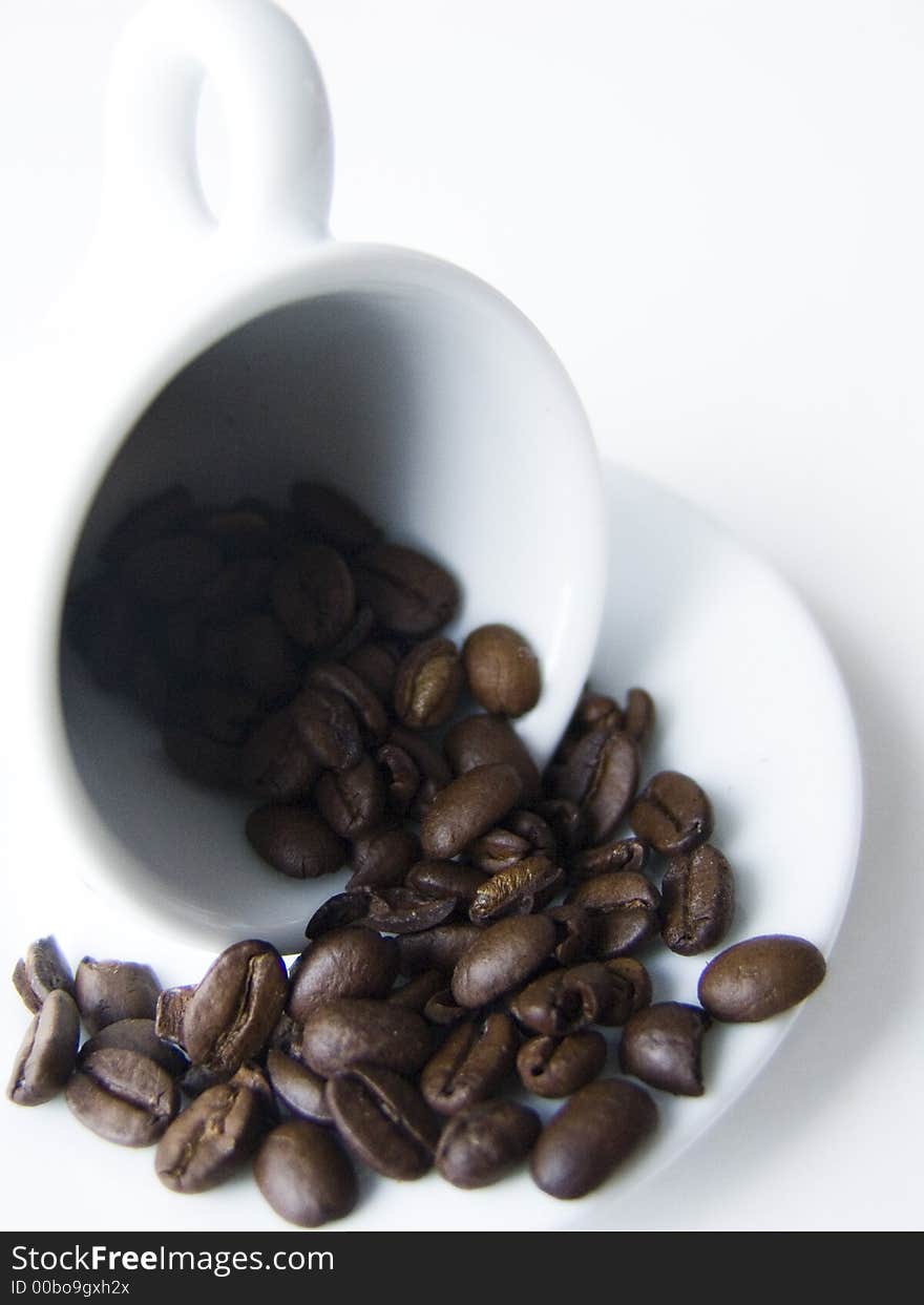 Coffee grains on the cup