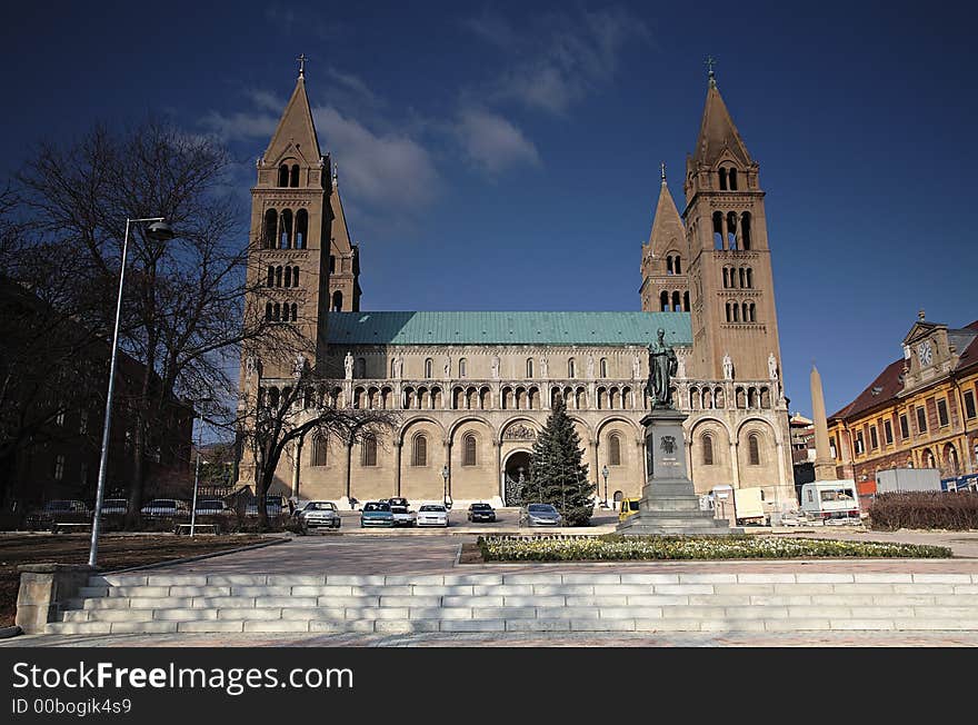 Four tower church with blue sky