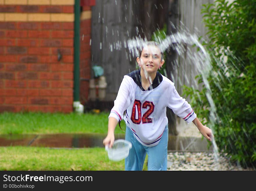 Water play in rain