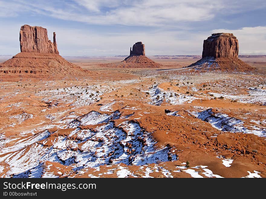 Monument Valley buttes in winter