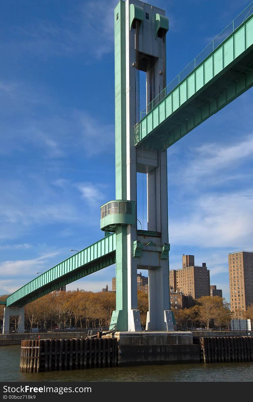 Bridge that raises up and down on East River NYC. Bridge that raises up and down on East River NYC