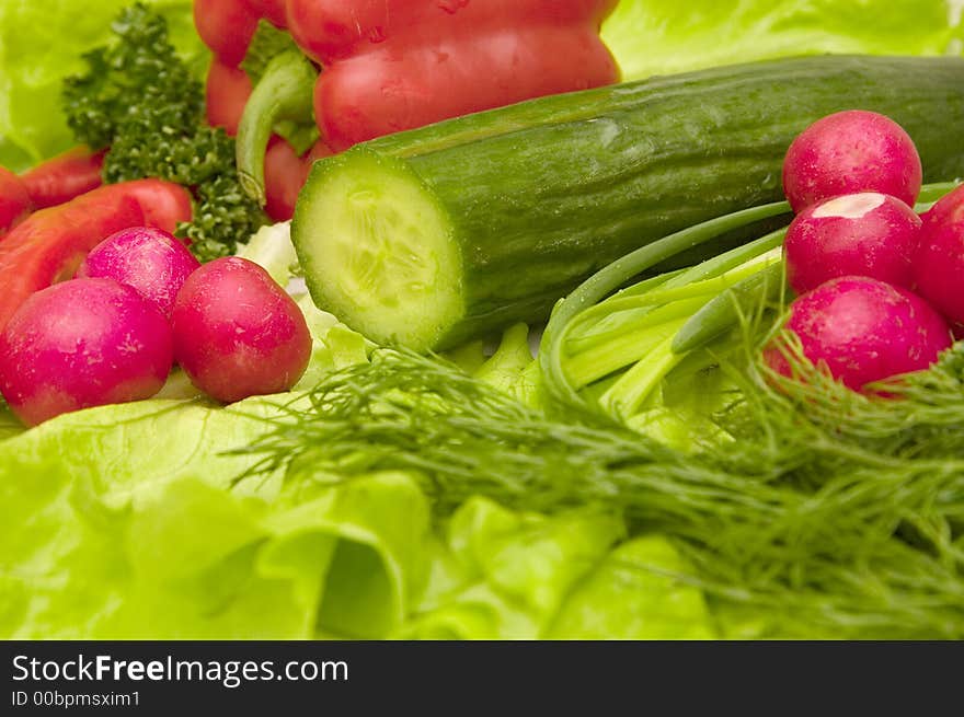 Green and red vegetables