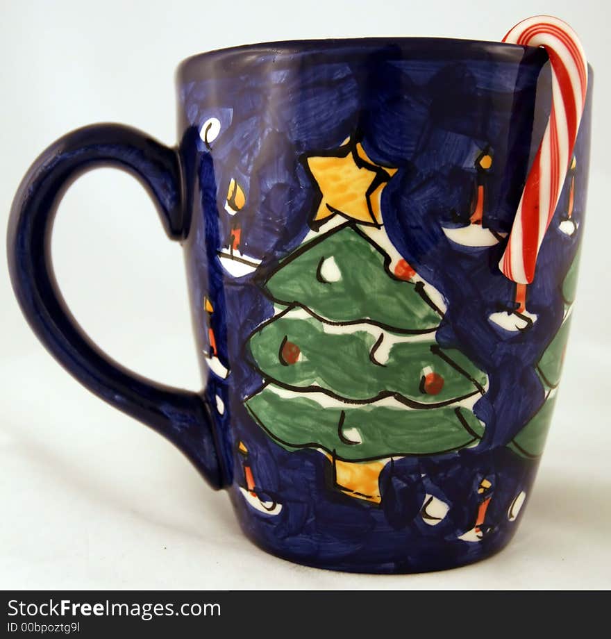 Christmas mug and candy cane