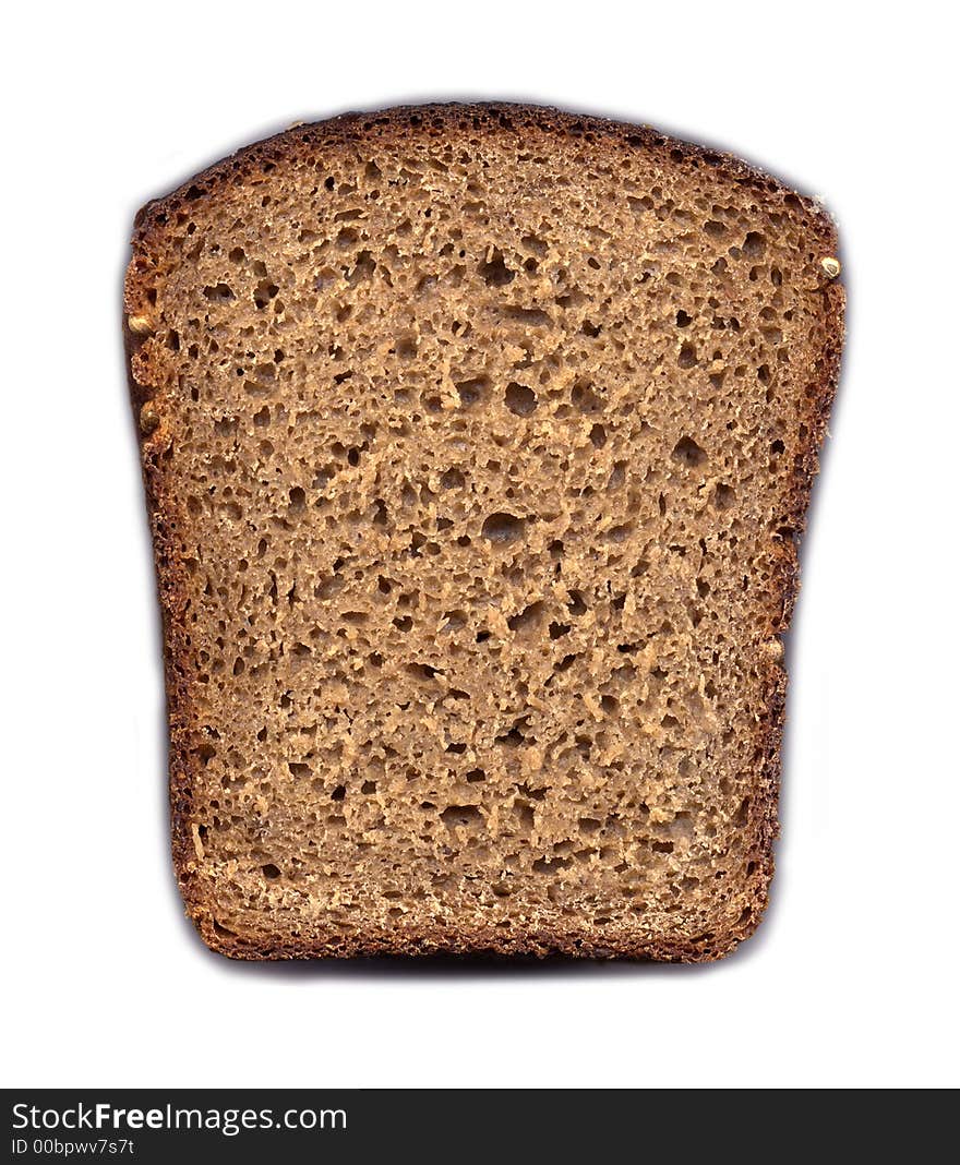 Hunk of rye bread on a white background