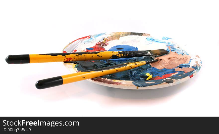 PaintBrushes On A White Background