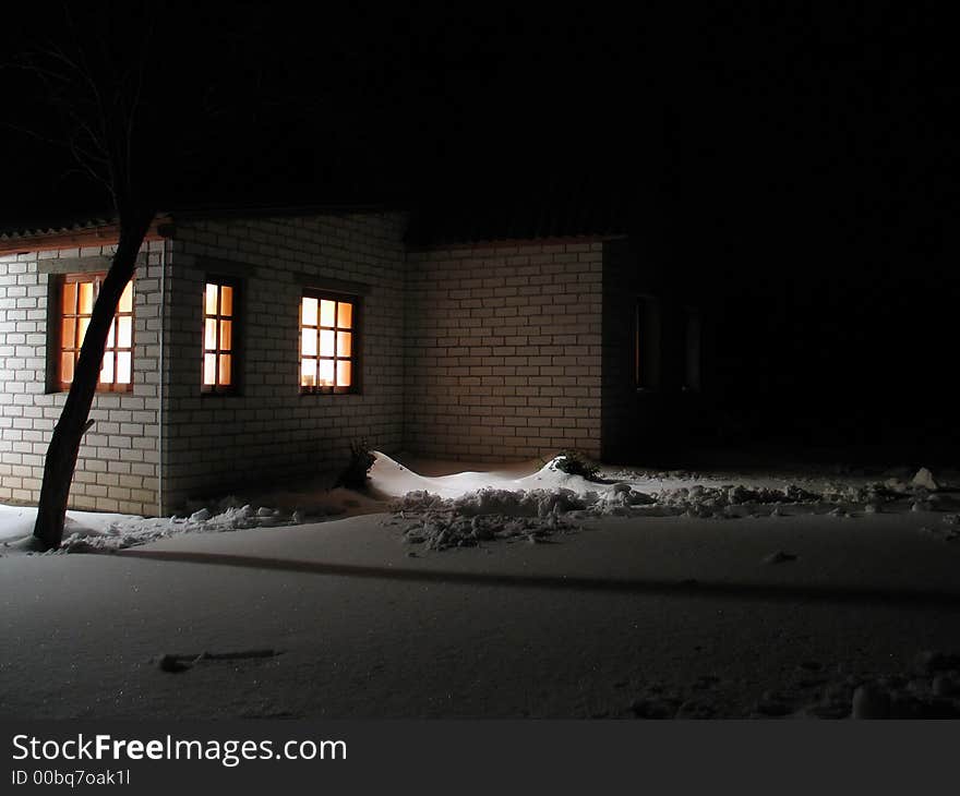 White-brick house in the countryside