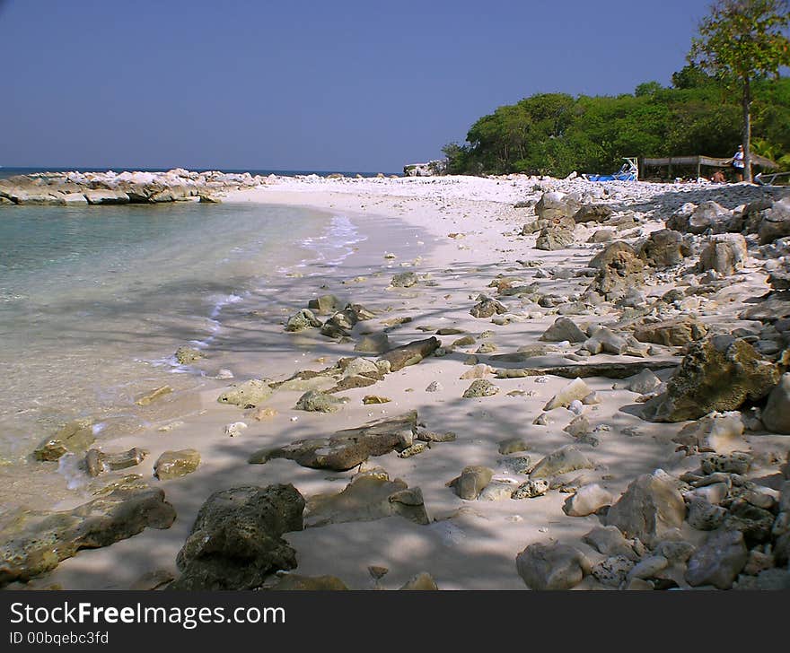 Sunlights bathes the sandy shore in Labadee, Haiti. Sunlights bathes the sandy shore in Labadee, Haiti