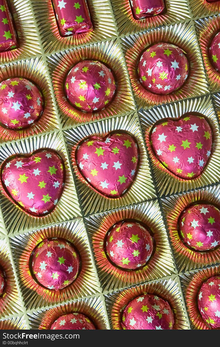 Box with chocolate candies, a valentine's day gift.