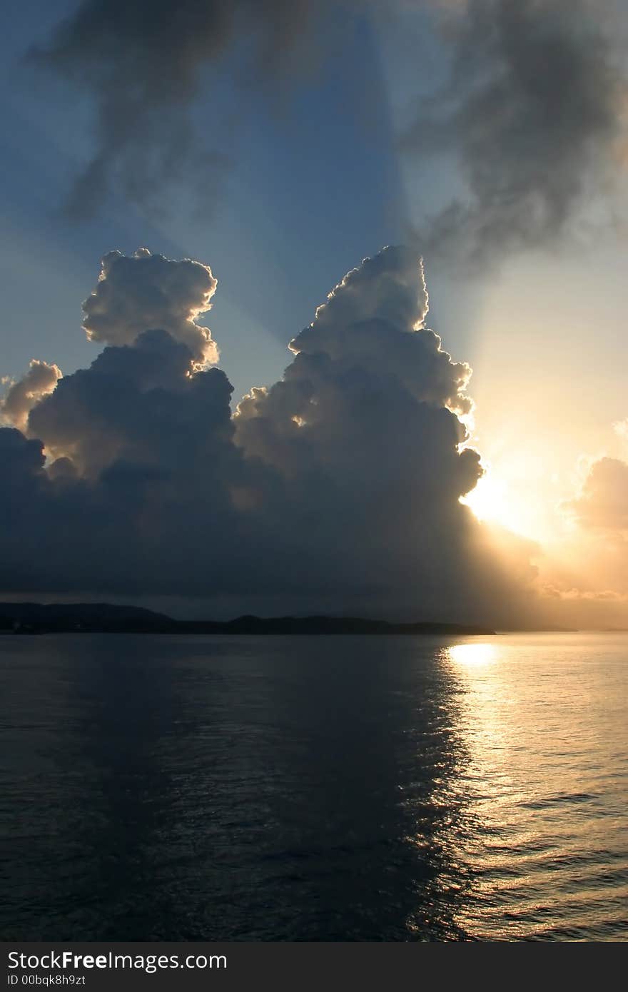 Sunset on Caribbean islands and clouds. Sunset on Caribbean islands and clouds