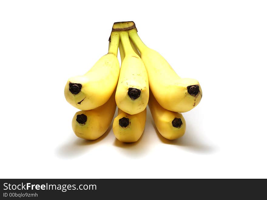 Yellow sweet tasty bananas isolated on white