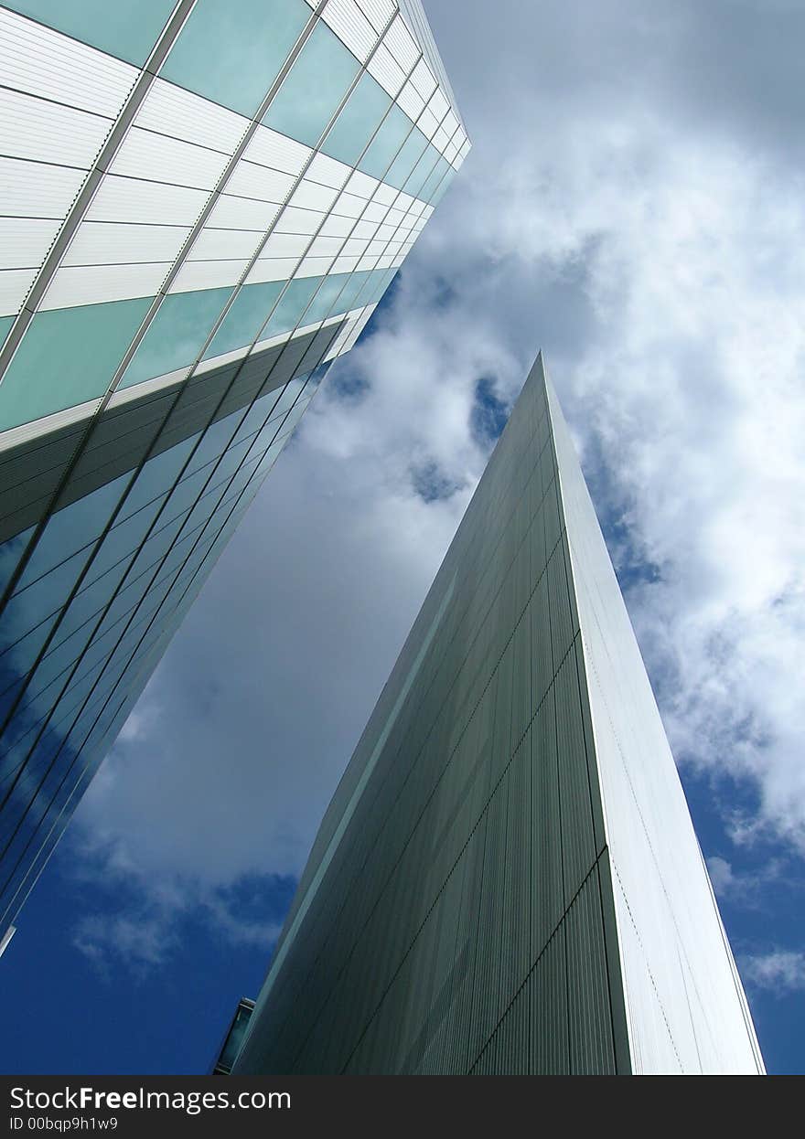 A pair of London skyscrapers near the river Thames. A pair of London skyscrapers near the river Thames.