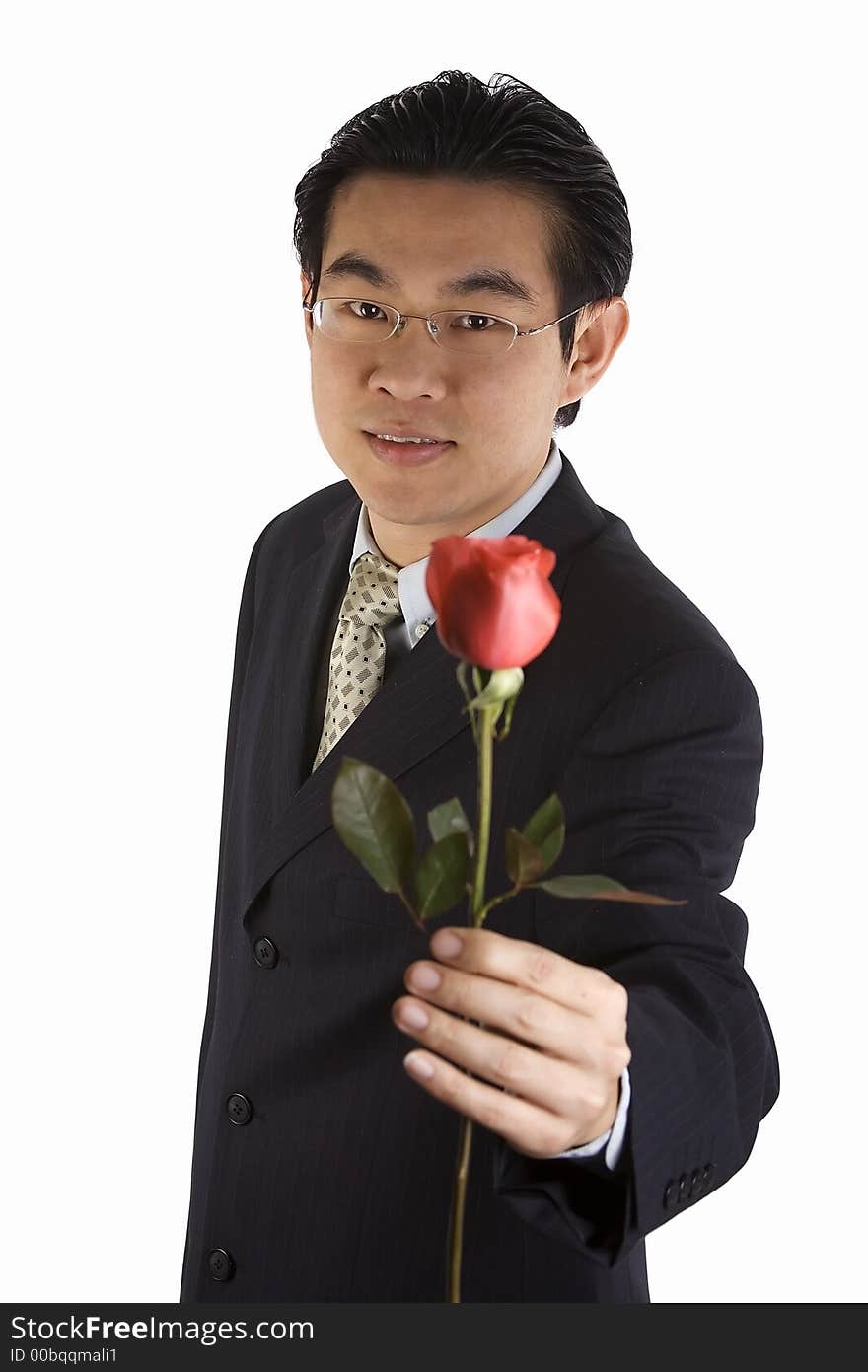 Asian young guy holding roses for proposing. Asian young guy holding roses for proposing.