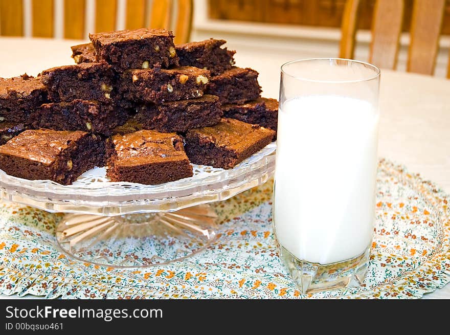 Fresh Homemade Brownies and Milk