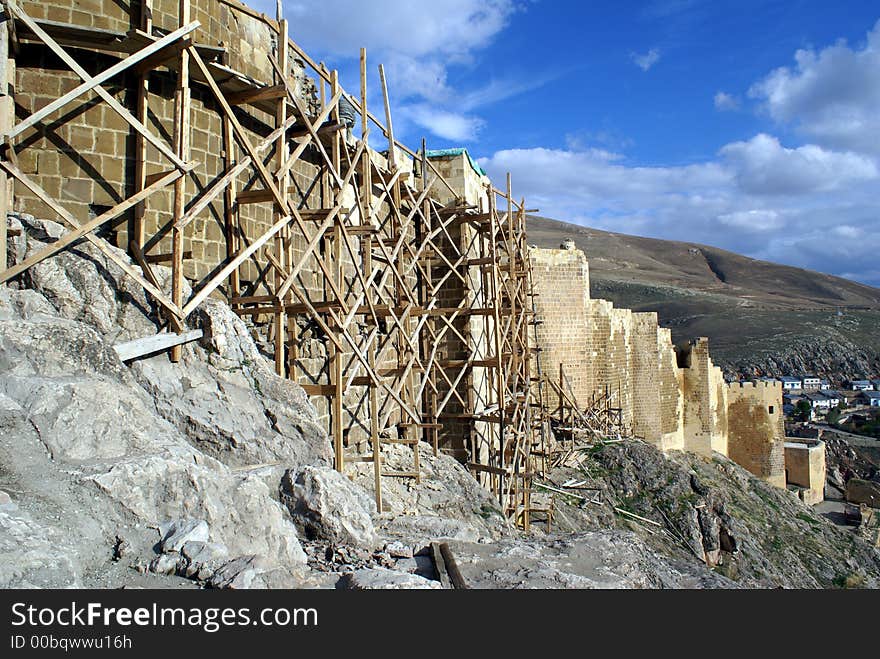 The wall of fortress in Bayburt, Turkey. The wall of fortress in Bayburt, Turkey