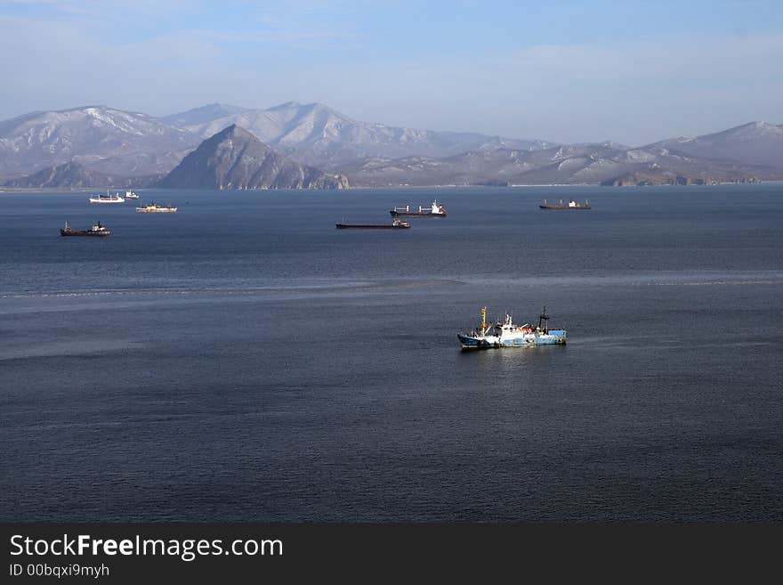 Trawler in a bay