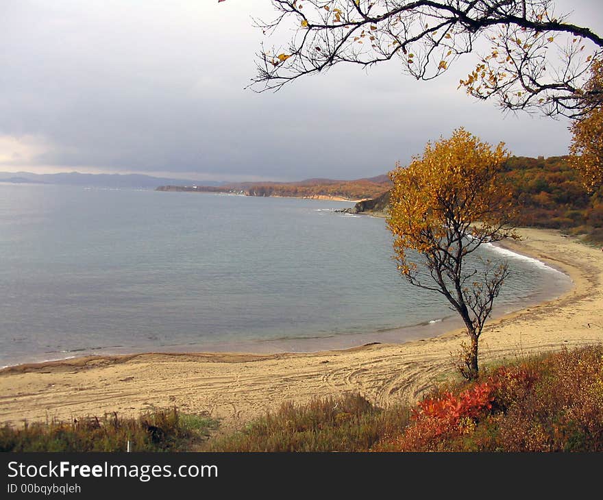 Autumn bay a beach water beaches landscape cloud