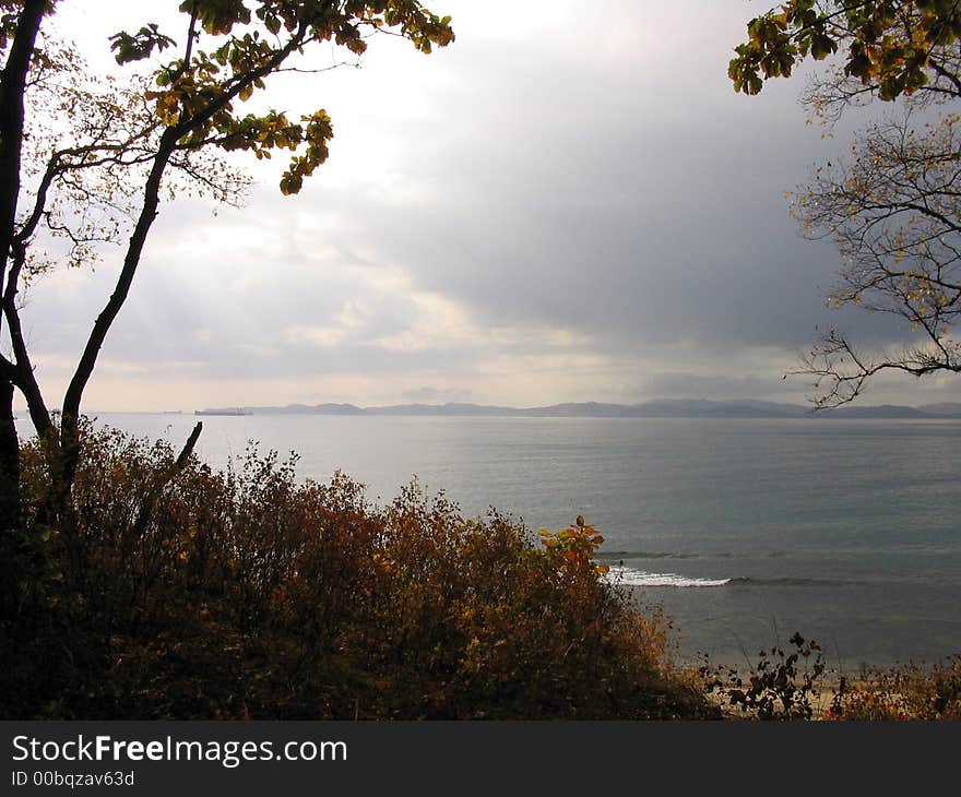 Autumn bay a beach storm wind scenics water beaches