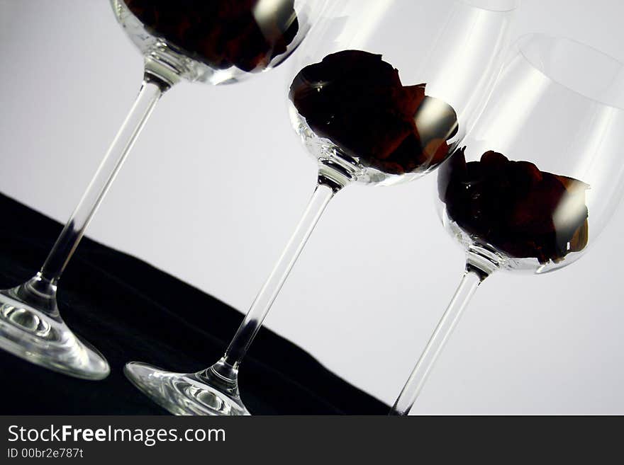 Line of wine glasses diagonal. Line of wine glasses diagonal