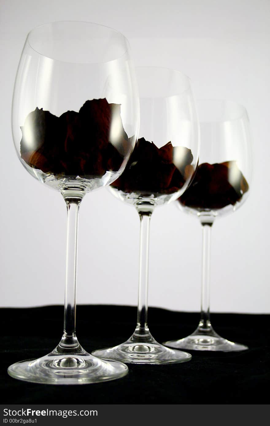 Wine glasses line on black background. Wine glasses line on black background